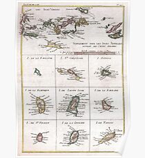 Vintage Inseln der Karibik Karte (1780) Poster