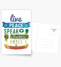 Live peace, speak kindness, dwell in possibility Postcards