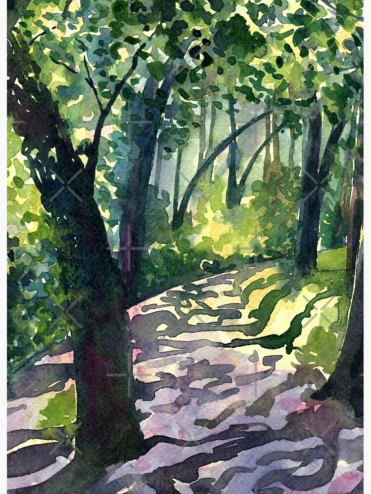 Path into the trees - Descanso Gardens - Original impressionist watercolour landscape by Francesca Whetnall by Cecca-Designs