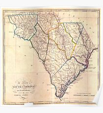 Vintage Map of South Carolina (1818) Poster