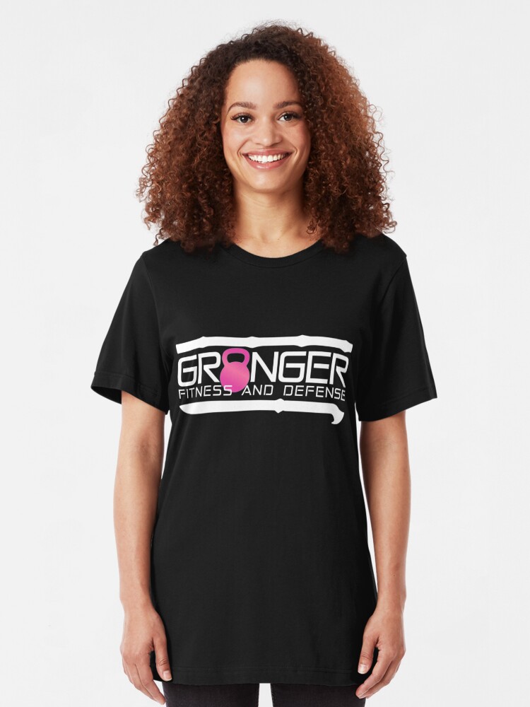 Alternate view of Classic logo in pink and white for Granger Fitness and Defense Slim Fit T-Shirt