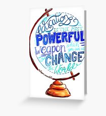 Nelson Mandela - Education Change The World, Typography Vintage Globe Design Greeting Card