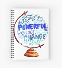 Nelson Mandela - Education Change The World, Typography Vintage Globe Design Spiral Notebook