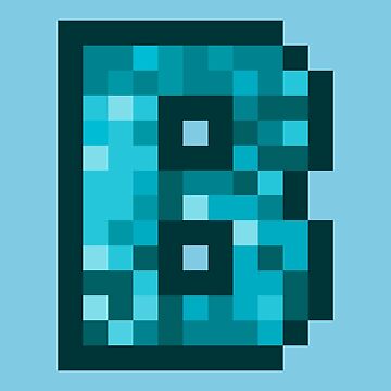 Letter B, Monogram Letter Art of Cyan Blue Retro Pixel Pattern | Sticker