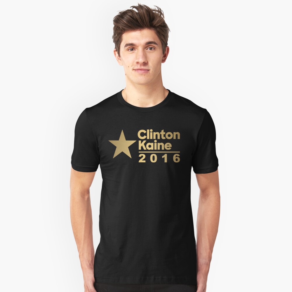 Clinton Kaine Logo 2016 Election Gold Tone Slim Fit T-Shirt