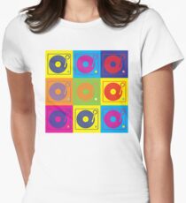 Vinyl Record Turntable Pop Art 2 Women's Fitted T-Shirt