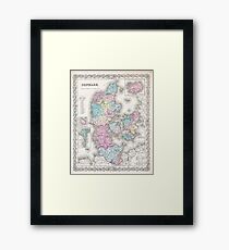 Vintage Map of Denmark (1855) Framed Print