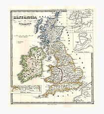 Vintage Map of The British Isles (1855) Photographic Print