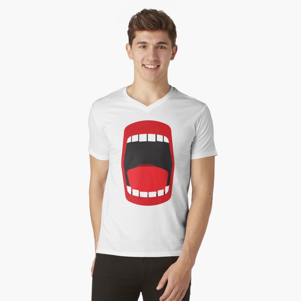 big open mouth V-Neck T-Shirt