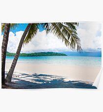 Exotic tropical beach with white sand and blue waters Poster