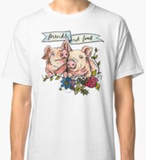'Friends, not Food' Pig Veggie Vegan Illustration Classic T-Shirt