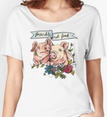 'Friends, not Food' Pig Veggie Vegan Illustration Women's Relaxed Fit T-Shirt