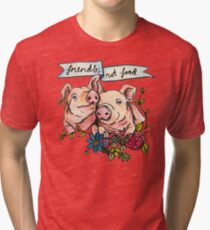'Friends, not Food' Pig Veggie Vegan Illustration Tri-blend T-Shirt