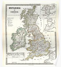 Vintage Map of The British Isles (1865) Poster