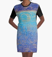 Vögel von Blau T-Shirt Kleid