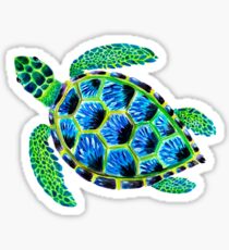 Psychedelic sea turtle in acrylic Sticker