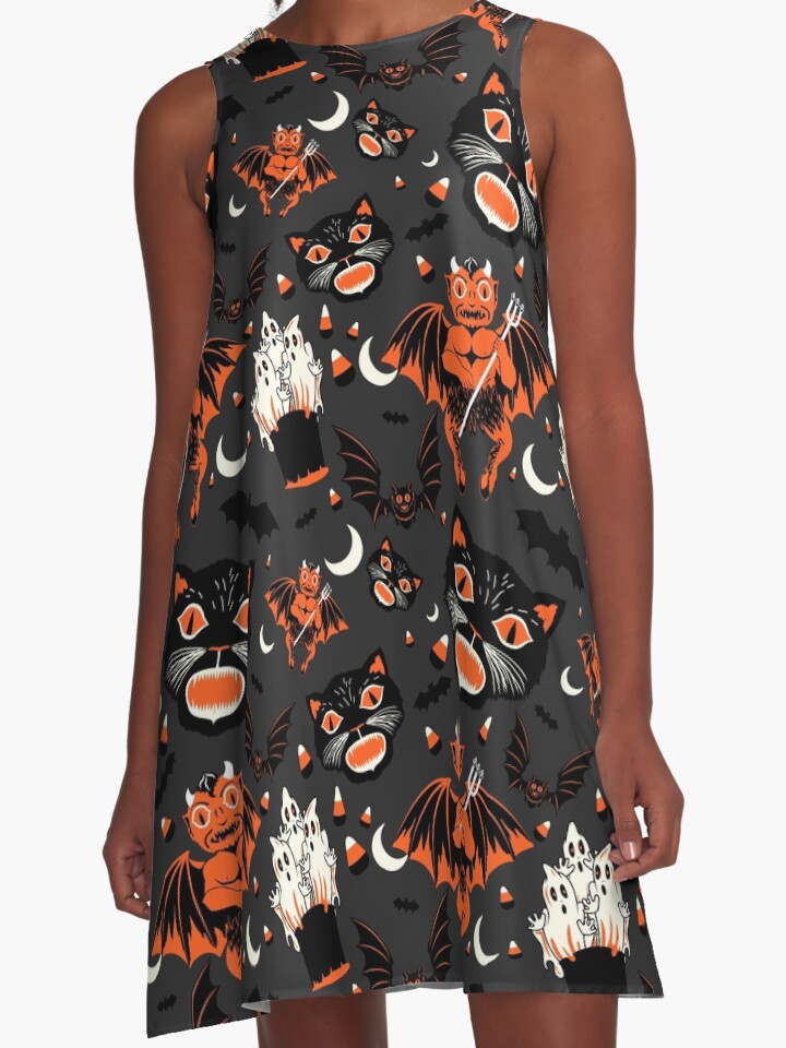 "Vintage Halloween Pattern" ALine Dresses by Brieana Redbubble