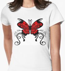 Camiseta entallada para mujer Mariposa con notas musicales