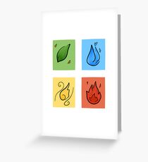 Square Designs - Four elements, Earth, Water, Air and Fire Greeting Card