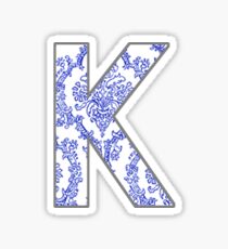 K Letter in Blue Paisley Sticker
