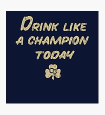 Drink Like a Champion - South Bend Style Dark Blue Photographic Print