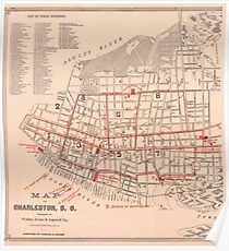 Vintage Map of Charleston South Carolina (1890) Poster