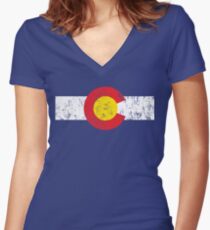 Vintage Colorado Flag Women's Fitted V-Neck T-Shirt