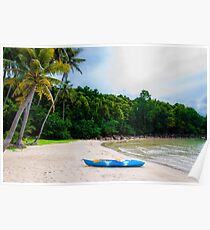 Exotic tropical beach with white sand and blue waters Poster