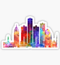 Detroit landmarks watercolor poster Sticker