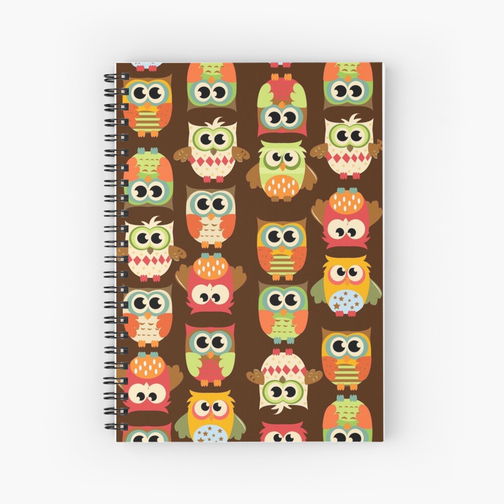"Adorable Retro Fall Owls" Spiral Notebook by pugmom4 Redbubble