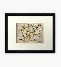 Vintage Map of Denmark (1596) Framed Print