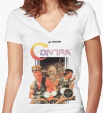 NES Contra Cover (Transparent) Women's Fitted V-Neck T-Shirt