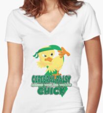 Cerebral Palsy Messed With The Wrong Chick Women's Fitted V-Neck T-Shirt