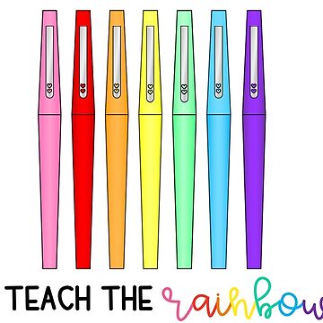 Flair Pens - Teach the Rainbow Sticker for Sale by schoolpsychlife