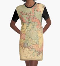 Vintage Map of Canada (1898) Graphic T-Shirt Dress