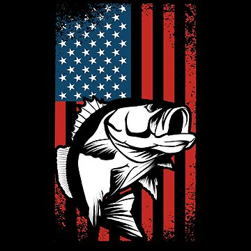 USA flag bass fishing, stars and stripes, american flag fishing, fish,  patriot, hunting Sticker for Sale by InkyJack