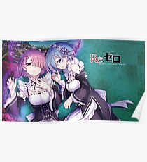 Póster Re cero Ram y Rem