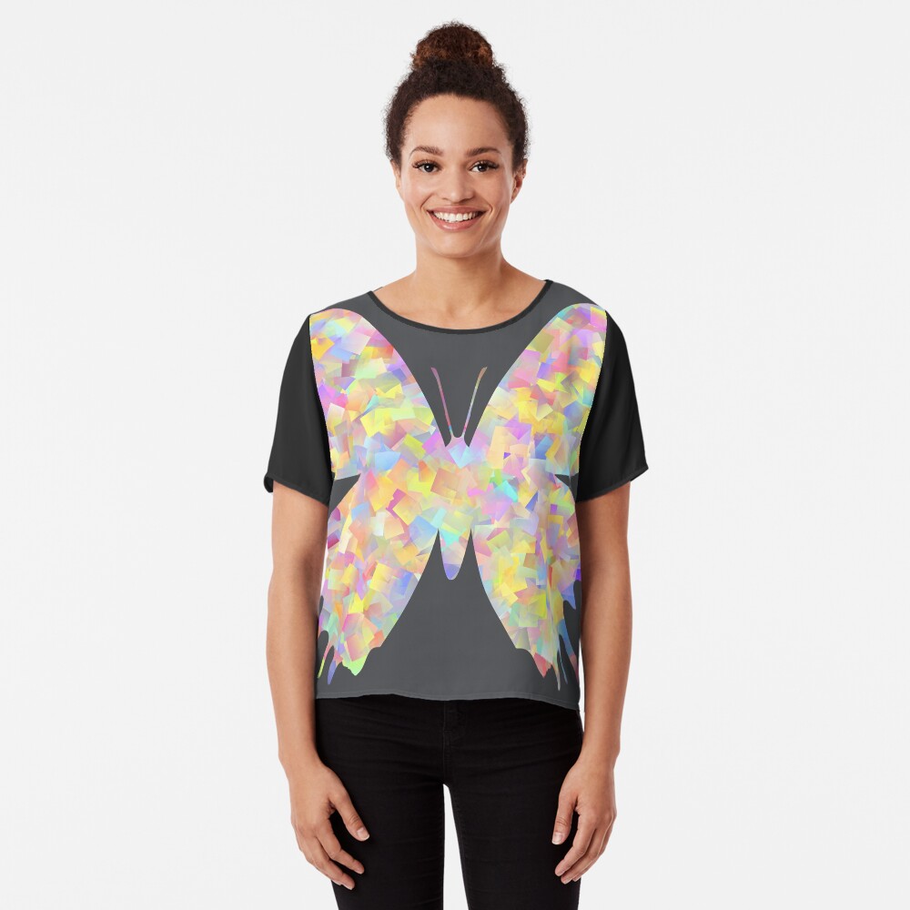 Pastel Motley Butterfly Chiffon Top
