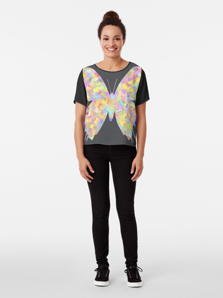 Alternate view of Pastel Motley Butterfly Chiffon Top