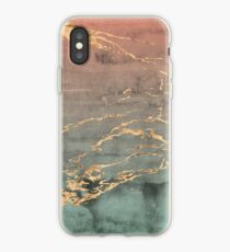 Marble gold coral mint gradient phone cover iPhone Case