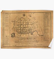 Vintage Map of Charleston South Carolina (1790) Poster