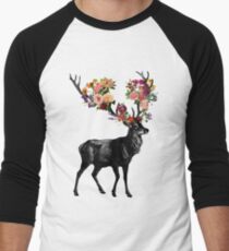 Spring Itself Deer Floral Men's Baseball ¾ T-Shirt