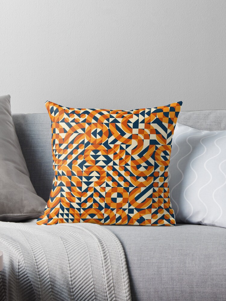 Irregular Geometric Blocks Square Quilt Pattern Throw Pillow By