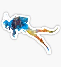 Man scuba diver 01 in watercolor Sticker