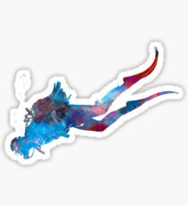 Man scuba diver 03 in watercolor Sticker