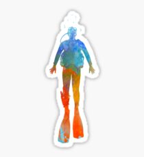 Man scuba diver 04 in watercolor Sticker