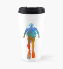 Man scuba diver 04 in watercolor Travel Mug