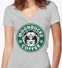 Moonbucks Coffee Women's Fitted V-Neck T-Shirt