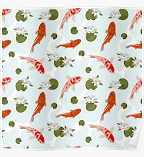 Japanesse Fish Pattern Background Poster