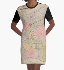 Vintage Map of Elizabeth NJ (1902) Graphic T-Shirt Dress